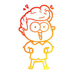 warm gradient line drawing cartoon excited man