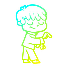cold gradient line drawing cartoon happy boy