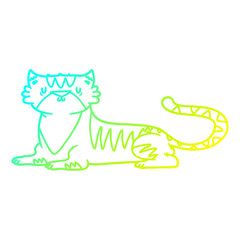 cold gradient line drawing cartoon tiger