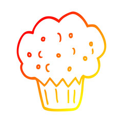 warm gradient line drawing cartoon muffin