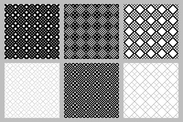 Seamless square pattern background set - vector graphic designs from diagonal squares