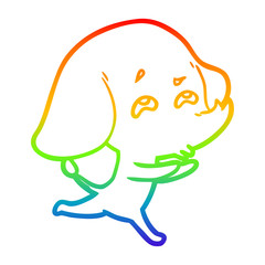 rainbow gradient line drawing cartoon elephant remembering