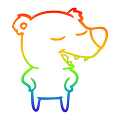 rainbow gradient line drawing cartoon bear