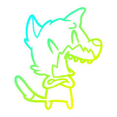 cold gradient line drawing laughing fox cartoon