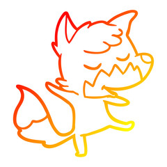 warm gradient line drawing friendly cartoon fox