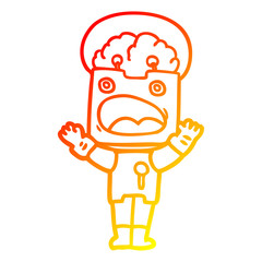 warm gradient line drawing cartoon robot