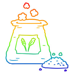 rainbow gradient line drawing cartoon bag of flour