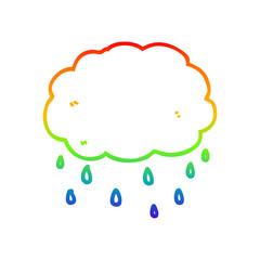 rainbow gradient line drawing cartoon rain cloud