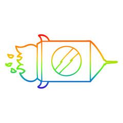 rainbow gradient line drawing cartoon space rocket