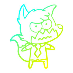 cold gradient line drawing cartoon annoyed fox