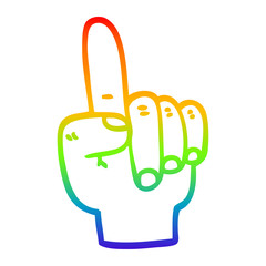 rainbow gradient line drawing cartoon pointing hand