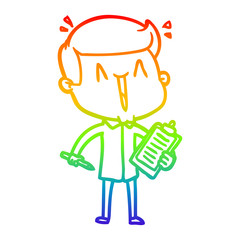 rainbow gradient line drawing cartoon happy man