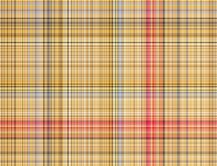 Assymetric yellow plaid background with red and blue stripes.