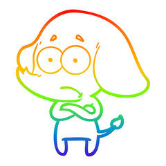 rainbow gradient line drawing cartoon unsure elephant