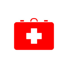 Obraz premium Flat minimal first aid kit icon. Simple vector first aid kit icon. Isolated first aid kit icon for various projects.