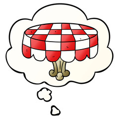 cartoon table and thought bubble in smooth gradient style