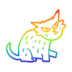 rainbow gradient line drawing cartoon ginger cat