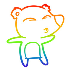 rainbow gradient line drawing cartoon whistling bear