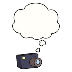 cartoon camera and thought bubble