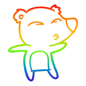recommend clip art: rainbow gradient line drawing cartoon whistling bear