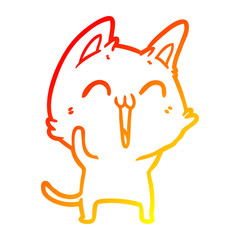 warm gradient line drawing happy cartoon cat