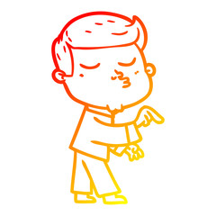 warm gradient line drawing cartoon model guy pouting