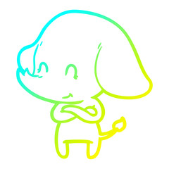 cold gradient line drawing cute cartoon elephant