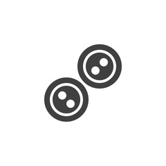 Clothes button vector icon. filled flat sign for mobile concept and web design. Dress button with two holes glyph icon. Symbol, logo illustration. Vector graphics
