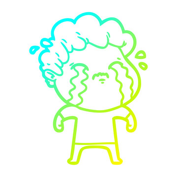 recommend clip art: cold gradient line drawing cartoon man crying