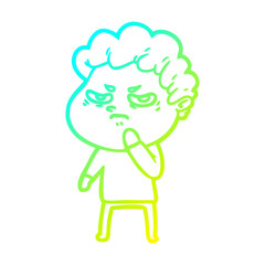 cold gradient line drawing cartoon angry man