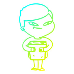 cold gradient line drawing cartoon boy