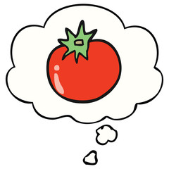 cartoon tomato and thought bubble