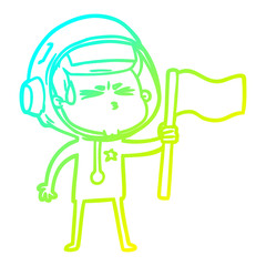 cold gradient line drawing cartoon stressed astronaut