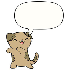 cute cartoon puppy and speech bubble