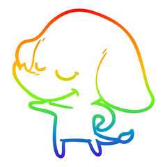 rainbow gradient line drawing cartoon smiling elephant