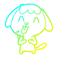 cold gradient line drawing cute cartoon dog