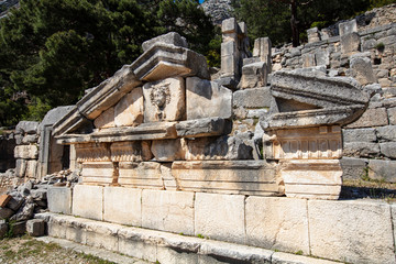 Ancient Lycian City of Arykanda. Overview of the gymnasium complex. Arykanda is an ancient city built on mountain terraces at an altitude of 1000 meter. It is an amazing ancient city. Antalya-Turkey