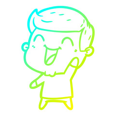 cold gradient line drawing cartoon man laughing