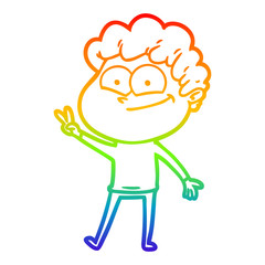 rainbow gradient line drawing cartoon happy man