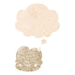 cartoon cloud and thought bubble in retro textured style