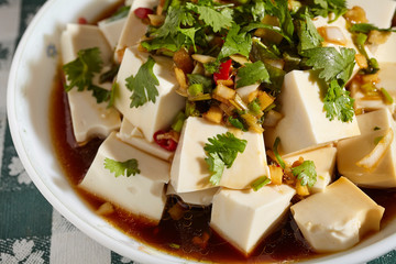 Cold marinated tofu salad, called liangban tofu in China