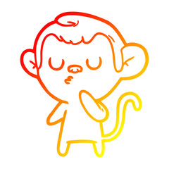 warm gradient line drawing cartoon monkey