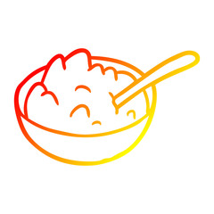 warm gradient line drawing bowl of porridge