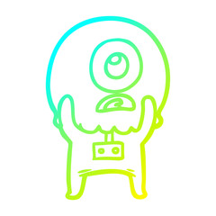cold gradient line drawing cartoon cyclops alien spaceman