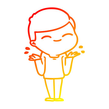 recommend clip art: warm gradient line drawing cartoon smiling boy shrugging shoulders