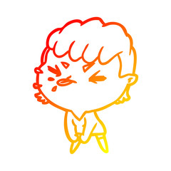 warm gradient line drawing cute cartoon rude girl