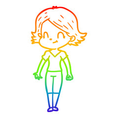 rainbow gradient line drawing cartoon friendly girl