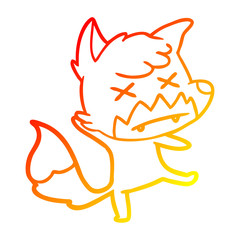 warm gradient line drawing cartoon dead fox