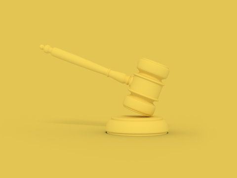 Cartoon Judge's gavel. Illustration on color background. 3D-rendering.