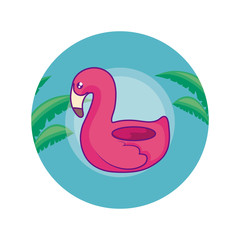 float flemish protection in frame circular with leafs tropicals